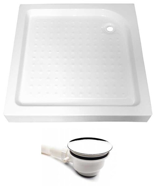 BPS-koupelny Čtvercový sprchový kout HYD-SK93B 90x90 chrom/transparent + vanička HYD-SSV-SXL02B bílá