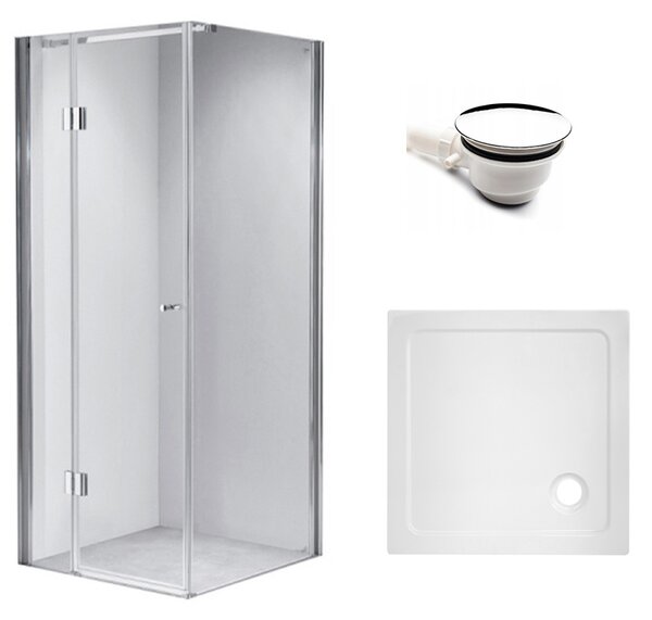 BPS-koupelny Čtvercový sprchový kout HYD-SK1390A 80x80 chrom/transparent + vanička HYD-SSV-ST02A bílá