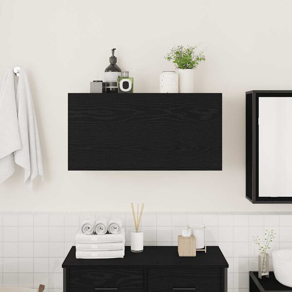 Koupelnová nástěnná skříňka černá 80x25x40 cm kompozitní dřevo