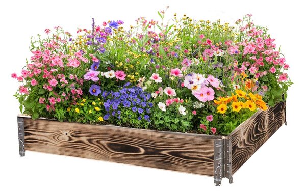 ATMOWOOD Dřevěný vyvýšený záhon s kováním 120 x 120 x 20 cm - opálený hnědý