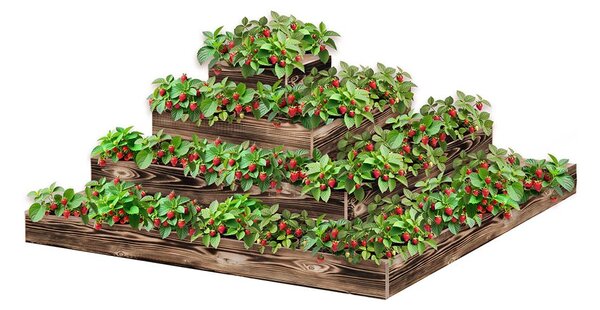 ATMOWOOD Rohový 4-patrový dřevěný záhon 120 x 120 x 40 cm - opálený
