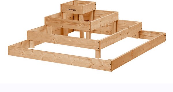 ATMOWOOD Rohový 4-patrový modřínový záhon 120 x 120 x 40 cm