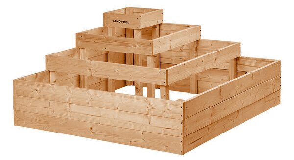 ATMOWOOD Rohový 4-patrový modřínový záhon 120 x 120 x 60 cm
