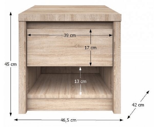 TEMPO Noční stolek 1S, dub sonoma, NORTY TYP 13