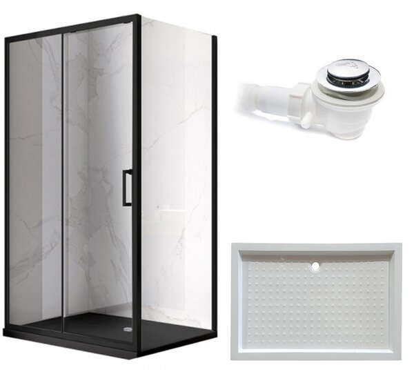 BPS-koupelny Obdélníkový sprchový kout HYD-OK103C 120x80 černá/transparent + vanička HYD-OSV-SXL03E bílá