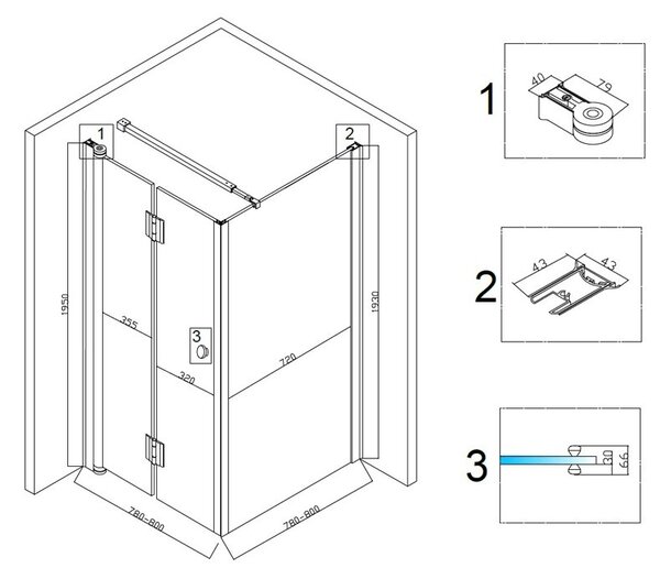 Hydrosan Čtvercový sprchový kout KZ1180A 80x80 chrom/transparent - bez vaničky