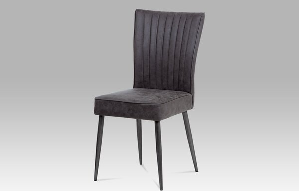 Jídelní židle, potah šedá látka v dekoru vintage kůže, kovová podnož, dekor broušený antik HC-323 GREY3