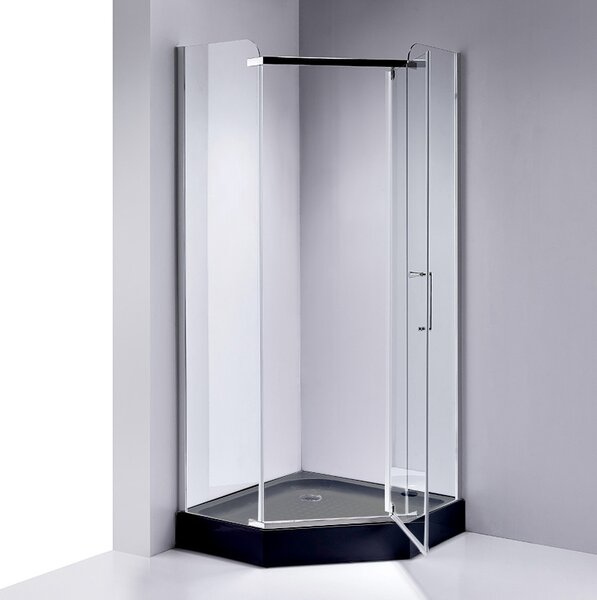 BPS-koupelny Pětiúhelníkový sprchový kout HYD-PK91B 90x90 chrom/transparent + vanička HYD-PSV-SXL07B černá