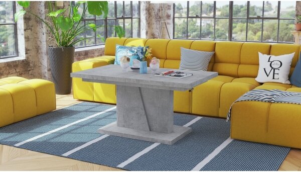 Rozkl. konferenční/jídel. stůl se zved. deskou NINO 120/150/180x70 cm šedá beton