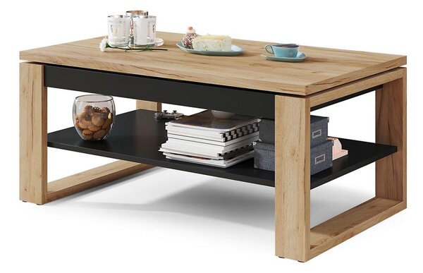 Konferenční stůl se zvedací deskou a policí NEA 110x65 cm dub craft/černá
