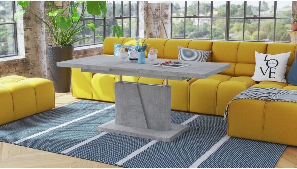 Rozkl. konferenční/jídel. stůl se zved. deskou NINO 120/150/180x70 cm šedá beton
