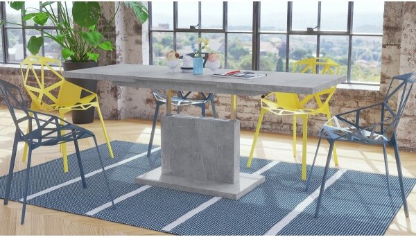 Rozkl. konferenční/jídel. stůl se zved. deskou NINO 120/150/180x70 cm šedá beton