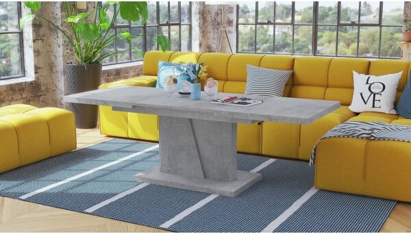 Rozkl. konferenční/jídel. stůl se zved. deskou NINO 120/150/180x70 cm šedá beton