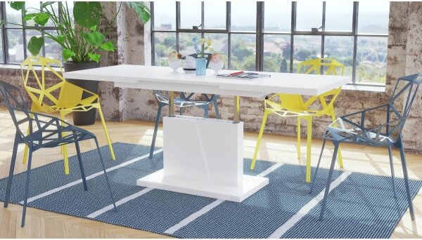 Rozkládací konferenční/jídelní stůl se zveda. deskou NINO 120/150/180x70 cm bílá
