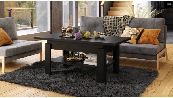 Rozkládací konferenční se zvedací deskou ROY 130/170x65 cm černá
