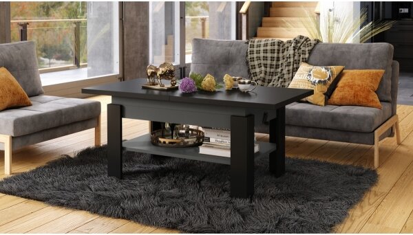 Rozkládací konferenční se zvedací deskou ROY 130/170x65 cm černá/antracit