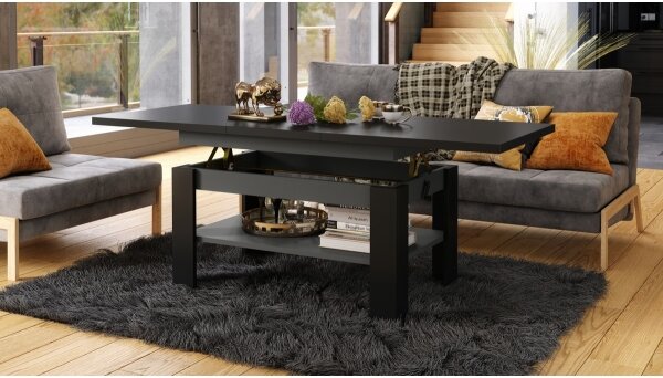 Rozkládací konferenční se zvedací deskou ROY 130/170x65 cm černá/antracit