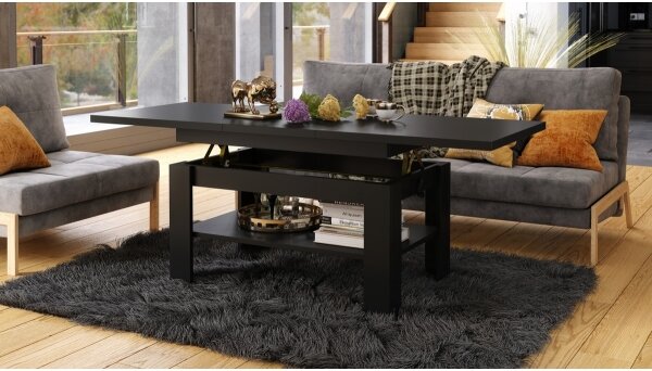 Rozkládací konferenční se zvedací deskou ROY 130/170x65 cm černá