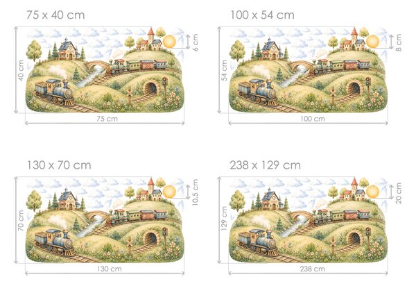 Kopečkov Vláčkov samolepky na zeď pro kluky arch 75 x 40 cm