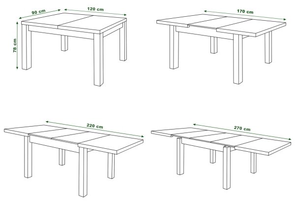 Rozkládací jídelní stůl pro 12 osob RALF 120/270x90 cm bílá