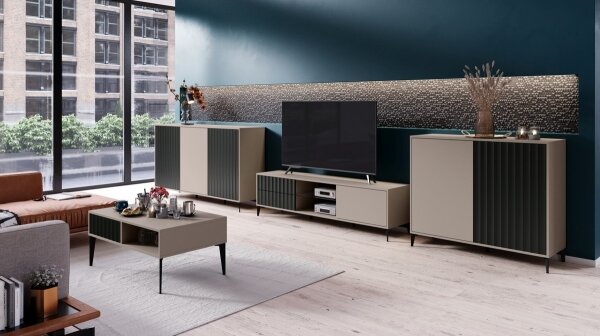 Komoda RONJA 182x102x43 cm taupe/černá