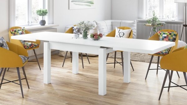 Rozkládací jídelní stůl pro 12 osob RALF 120/270x90 cm bílá