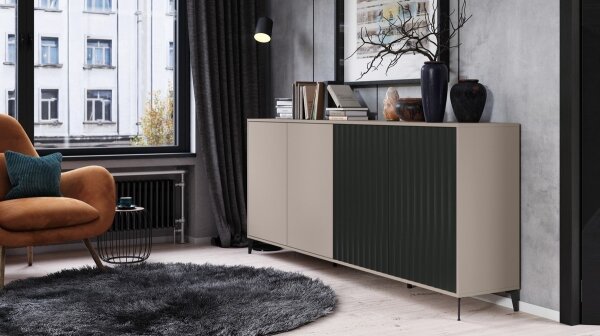 Komoda RONJA 242x102x43 cm taupe/černá