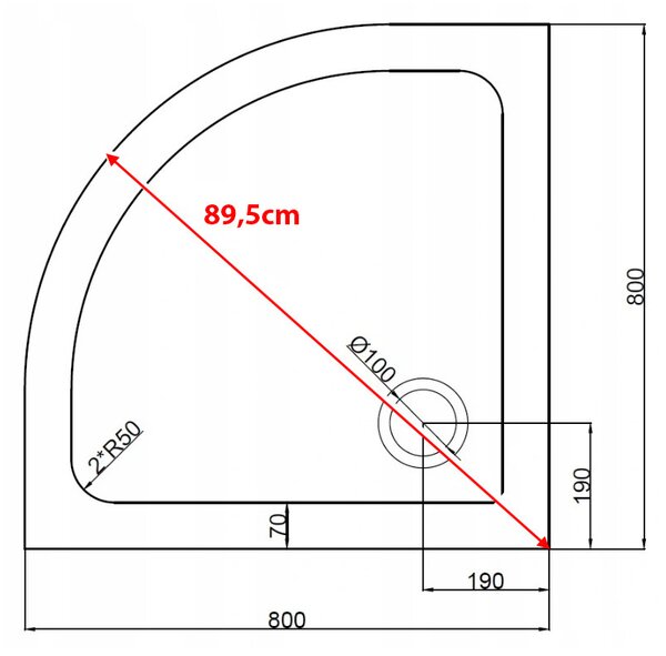 BPS-koupelny Čtvrtkruhový sprchový kout HYD-RK94A 80x80 cm chrom/transparent + vanička HYD-RSV-ST01A bílá