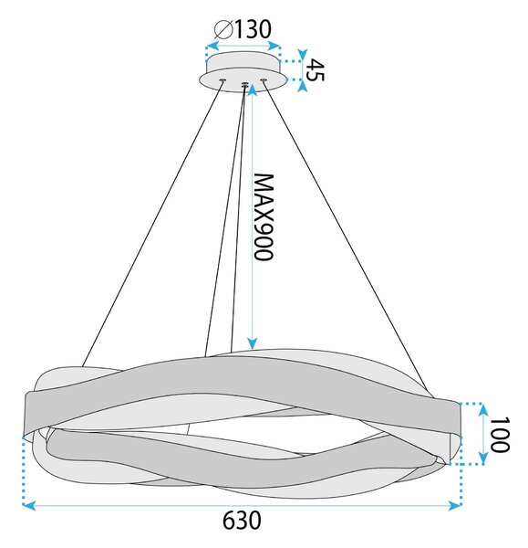 Toolight Závěsné stropní LED osvětlení APP1802-CP zlatá kartáčovaná