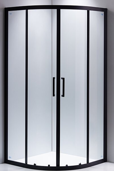 BPS-koupelny Čtvrtkruhový sprchový kout HYD-RK01B 90x90 cm černý/transparent + vanička HYD-RSV-SXL01B černá