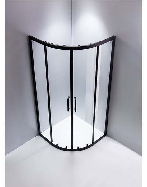 BPS-koupelny Čtvrtkruhový sprchový kout HYD-RK01B 90x90 cm černý/transparent + vanička HYD-RSV-SXL01B černá
