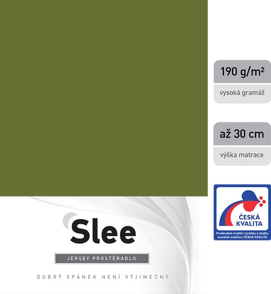 Slee jersey prostěradlo - olivová Rozměr: 90 x 200 cm