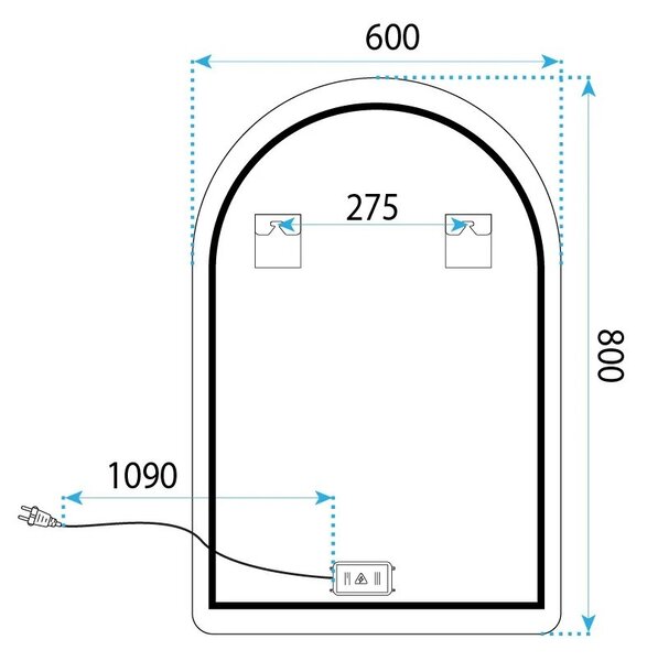 Rea Zrcadlo 80x60 cm s vyhříváním a regulovatelným LED osvětlením HOM-01518 kartáčovaná zlatá