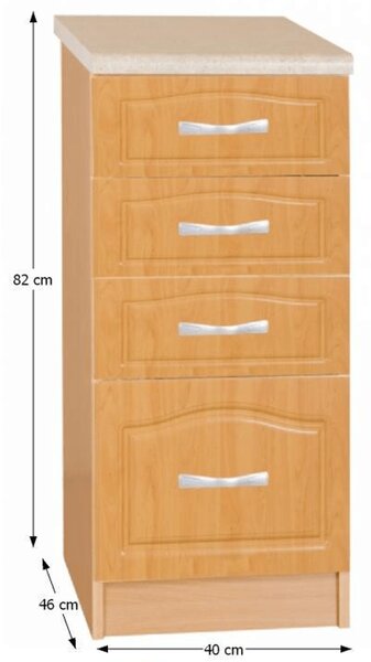 KONDELA Kuchyňská skříňka, olše, LORA MDF NEW KLASIK S40SZ4