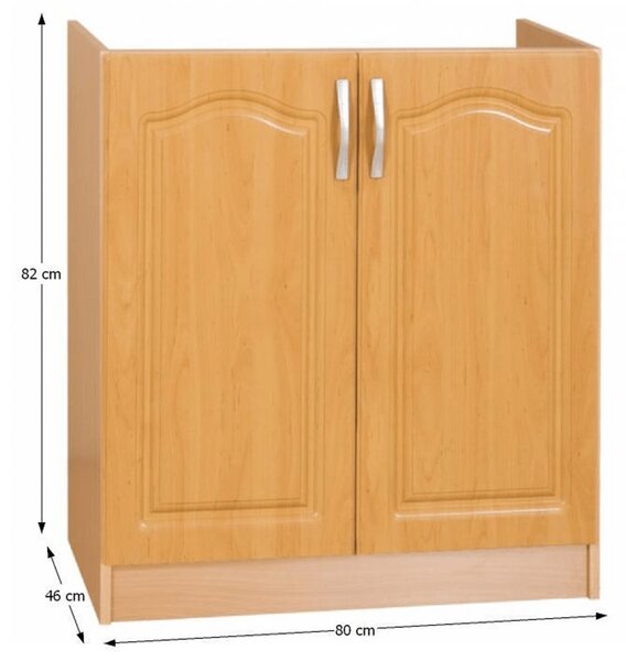 KONDELA Dřezová skříňka, olše, LORA MDF NEW KLASIK S80ZL
