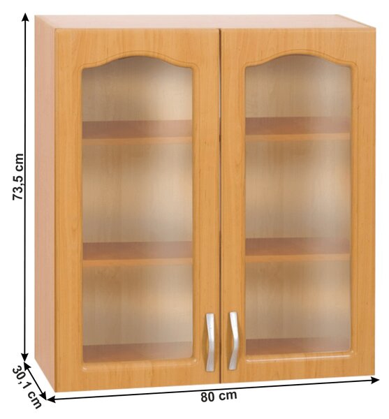 KONDELA Horní skříňka, olše, LORA MDF NEW KLASIK W80S