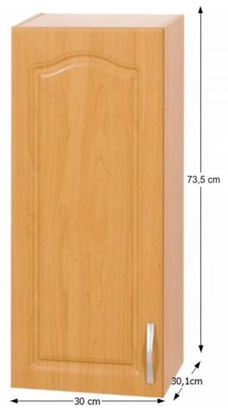 KONDELA Horní skříňka, olše, levá, LORA MDF NEW KLASIK W30 / 735
