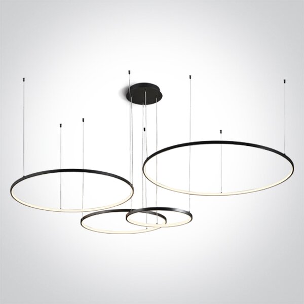 ONE-light Lustr Ringo 4, 100W, 7400lm, 40cm/60cm/80cm/100cm, stmívatelný, 230V, IP20, černý
