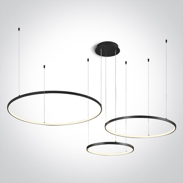 ONE-light Lustr Ringo 3, 65W, 4800lm, 40cm/60cm/80cm, stmívatelný, 230V, IP20, černý