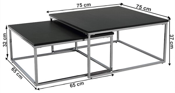 KONDELA Konferenční stolky, set 2 ks, černá / chrom, AMIAS