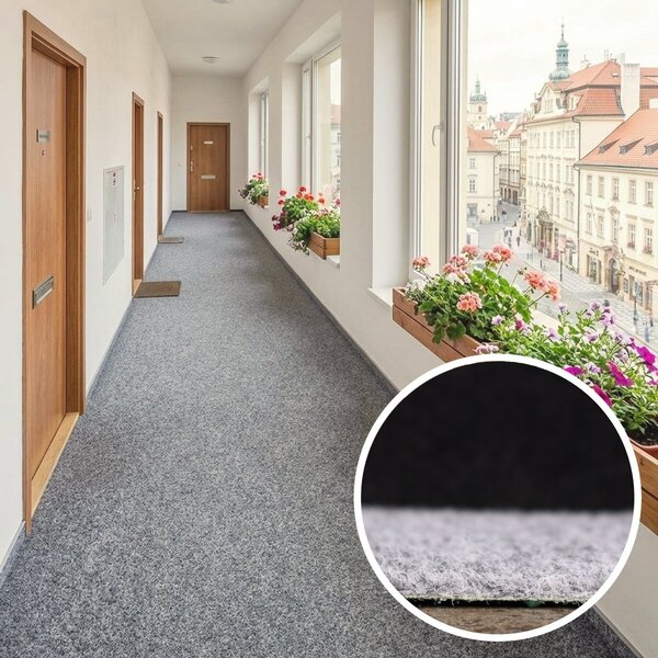 Betap, Umělá tráva Wembley šedá, vyříznout kruh, šíře 2m,4m, šedá, nopy, chodba / předsíň