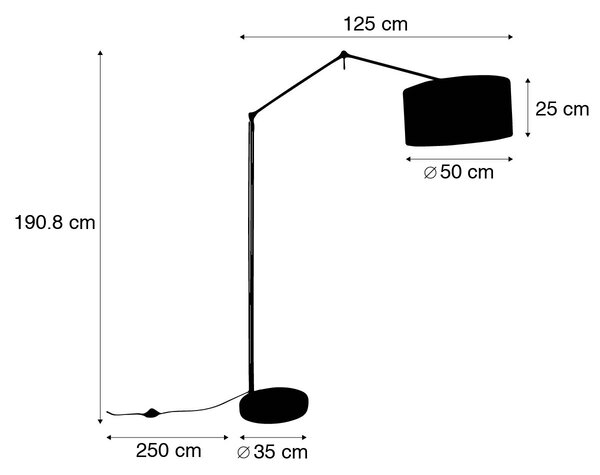Stojací lampa zlatá se světle šedým stínítkem 50 cm nastavitelná - Editor