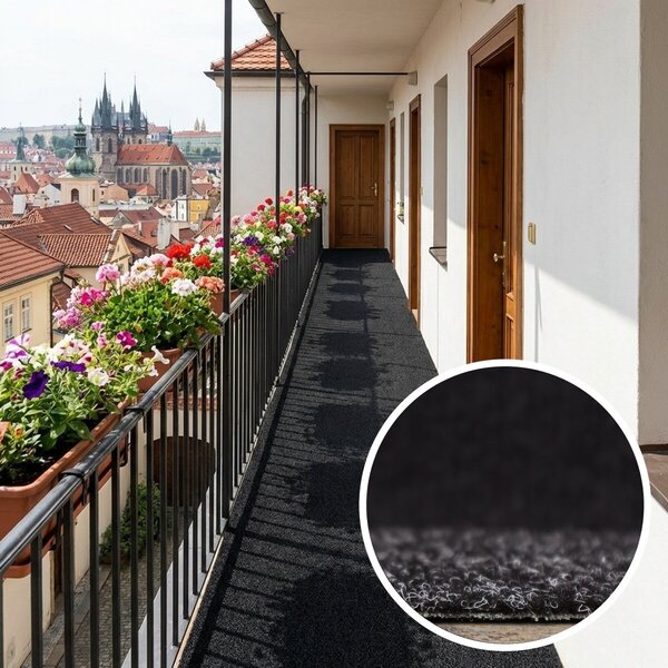 Betap, AKCE: 90x110 cm Umělá tráva Wembley jedinečná černá, šíře, černá, nopy, chodba / předsíň