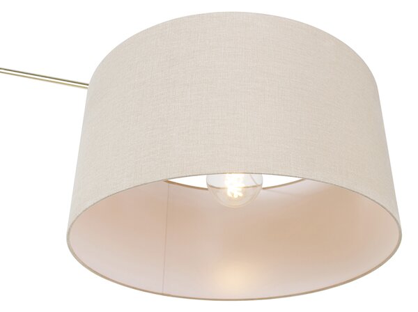 Stojací lampa zlatá s světle hnědým stínítkem 50 cm nastavitelná - Editor