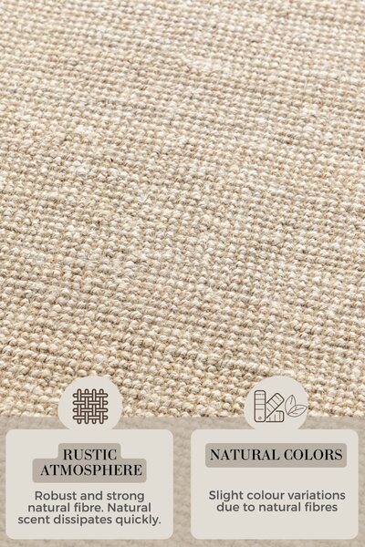 Hanse Home, Běhoun Bouclé Jute 105973 Ivory White, 80x200, béžová, chodba / předsíň