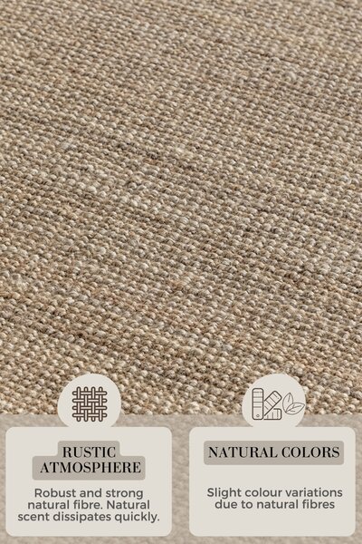 Hanse Home, Běhoun Bouclé Jute 105975 Grey Brown, 80x200, hnědá, chodba / předsíň
