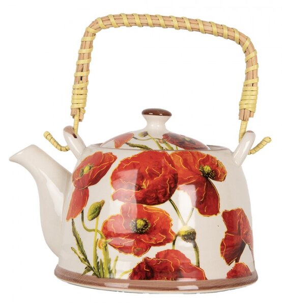 Porcelánová konvice na čaj se sítkem a vlčím mákem – 800 ml