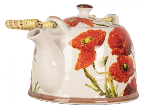 Porcelánová konvice na čaj se sítkem a vlčím mákem – 800 ml