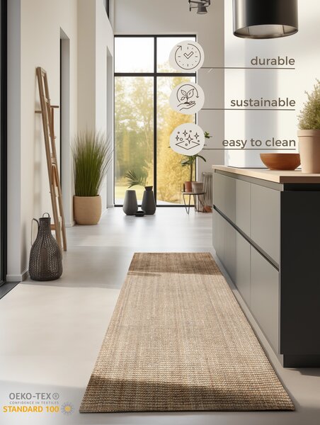Hanse Home, Běhoun Bouclé Jute 105974 Natural Golden, 80x200, béžová, chodba / předsíň