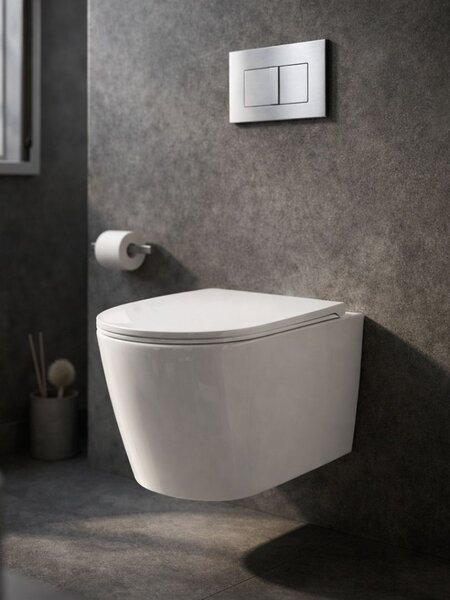 UPTrend Závěsný WC komplet bez příruby AMARO VORTEX TR2217R včetně Soft-Close sedátka, bílá lesk